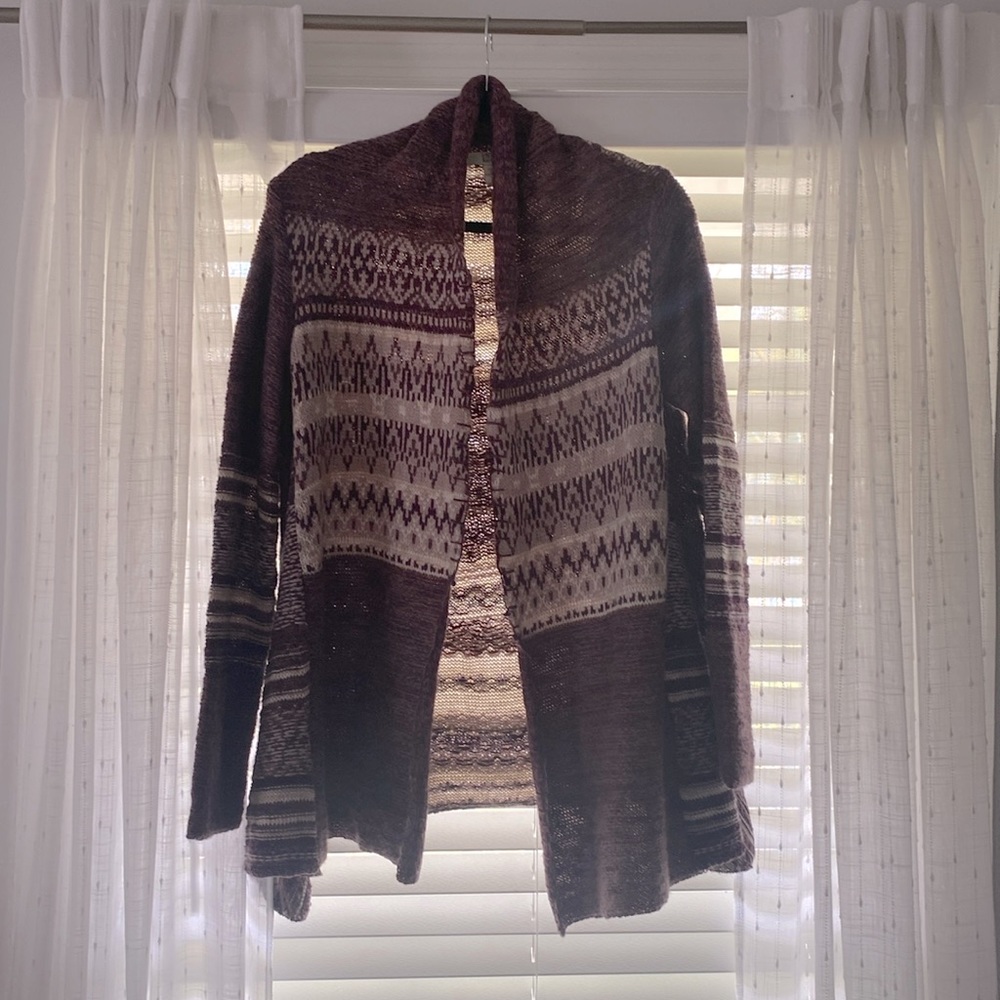 Cozy, purple, printed cardigan